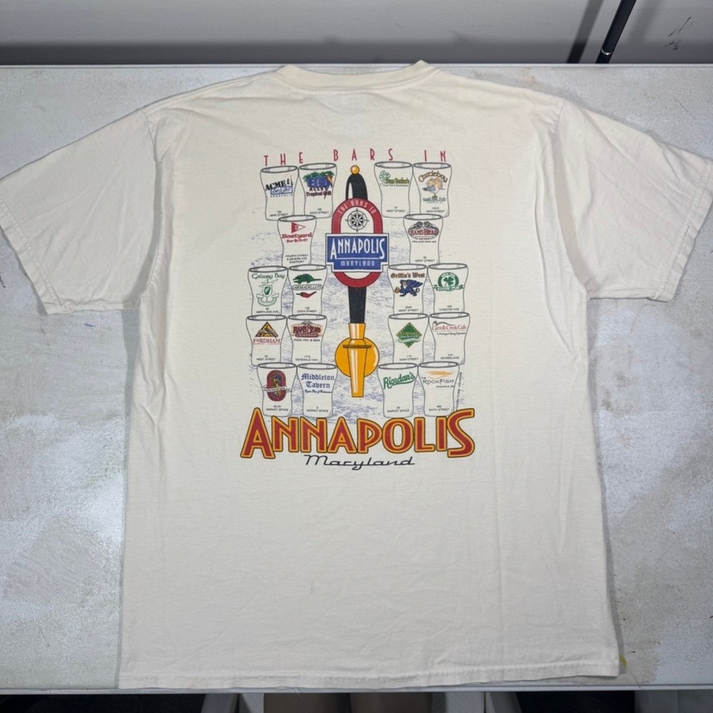 Vintage 2005 The Bars in Annapolis Maryland T-Shirt Mens Large Cream